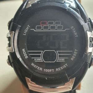 10/$20 Silver/Black Nylon Digital Alarm Chrono Men's Watch